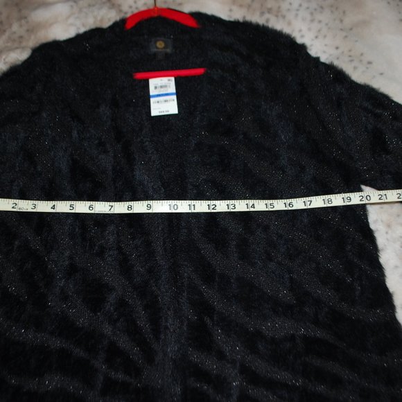 NWT JM Collection Black Animal Print, Open-Front Sweater - PXL - Picture 4 of 9